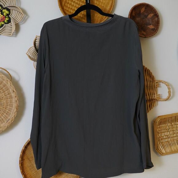 Fabiana Filippi‎ Relaxed Fit Long Sleeve Crepe Top Black Womens Size Large - Picture 1 of 9